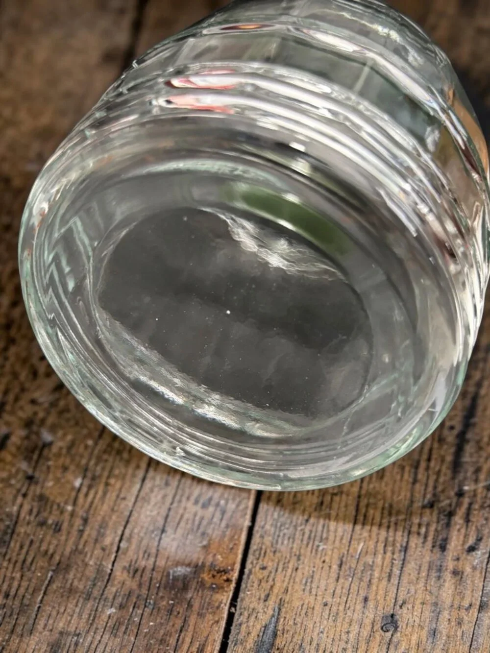 Vintage Glass Barrel Style  Jar With Green Metal Lid & Wood Handle - Rustic Farm